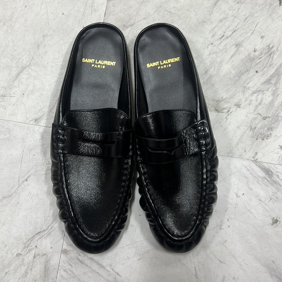 Saint Laurent Black Leather Loafers NIB 39 - Picture 2 of 6